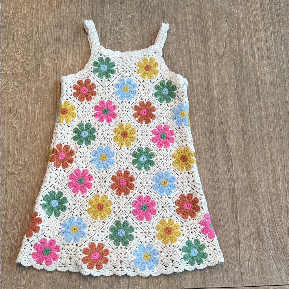 Zara Kids White Floral Crochet Dress